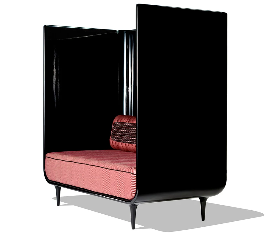 Banco Tapisserie, diseño Nika Zupanc, vista lateral Banco Tapisserie, diseño Nika Zupanc, vista lateral