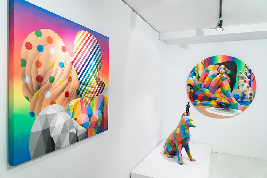 Obras del artista Okuda San Miguel en Delimbo Gallery de Madrid, expo Friends and Family de 2020. Artista Okuda San Miguel, Delimbo Gallery Madrid, expo friends and family 2020.
