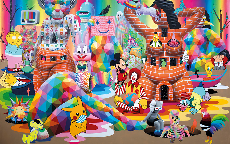 Quarantine Dreams, obra de Okuda realizada durante el confinamiento de 2020. Artista Okuda San Miguel, obra Quarantine Dreams 2020.