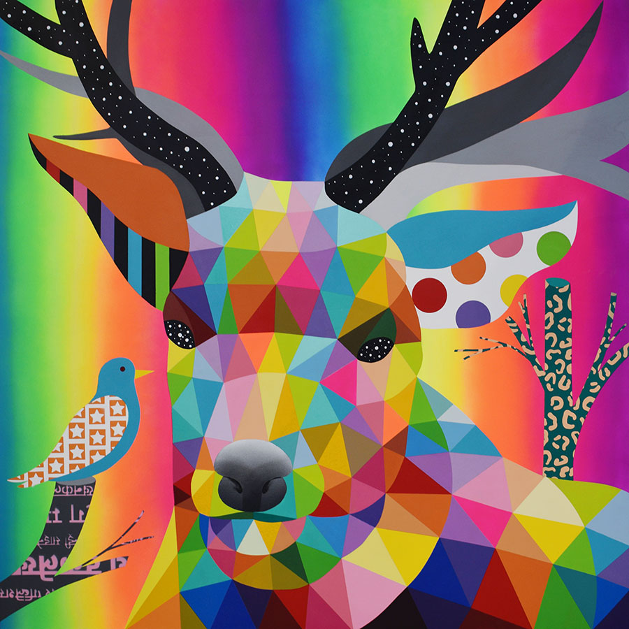 Artista Okuda San Miguel, ciervo 2020 Artista Okuda San Miguel, ciervo 2020