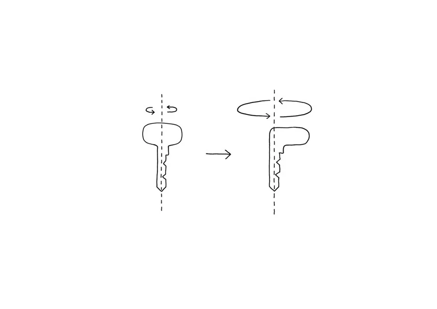 L door key, sketch boceto diseño de llave de Oki Sato Nendo Studio L door key, sketch boceto diseño de llave de Oki Sato Nendo Studio