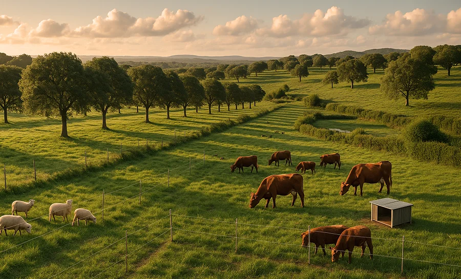 Explotación que sigue la metodología de la agroforestería